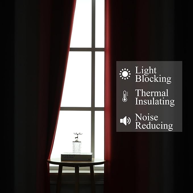 Red and Black Ombre Blackout Bedroom Curtains 72 Inch Long | Room Darkening - Image 3