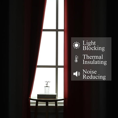 Red and Black Ombre Blackout Bedroom Curtains 72 Inch Long | Room Darkening - Image 3