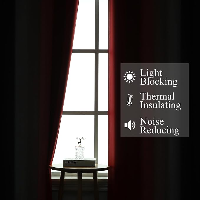 Red and Black Ombre Blackout Bedroom Curtains 90 Inch Long | Room Darkening - Image 3