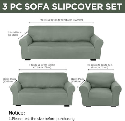 Peryiter 3 Pcs Couch and Loveseat Covers Set Sofa Cover - Image 2