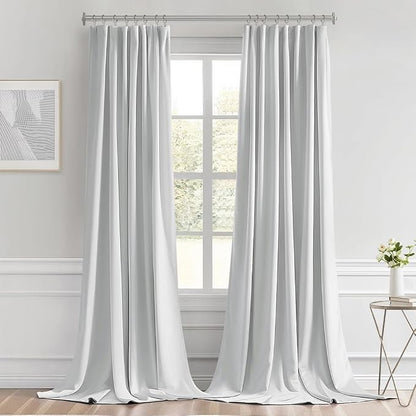 MIULEE Greyish White Back Tab Blackout Curtains 52x108 Inch Long 2 Panels | Rod - Image 9