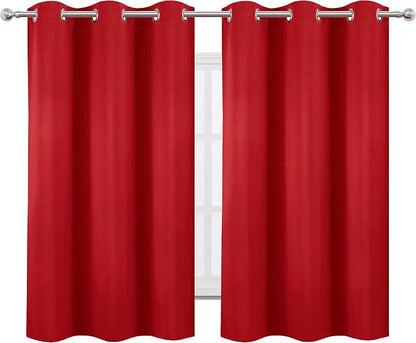 Blackout Curtains 38 x 54 inch/Bright Red Curtains Set of 2 Panels/Thermal - Image 2