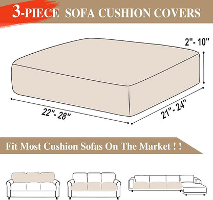 LA MEACK Couch Cushion Covers Seat Cushion Cover Stretch Couch Cover Separate - Image 6
