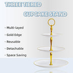 5 Pcs Dessert Table Stand Set - 2x Small 3 Tier Plastic Cupcake Display Stands Cookie Tray Rack Serving Tower & 3x Trays for Wedding Baby Shower Tea Party