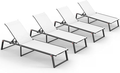 Aluminum Chaise Lounge Chair Outdoor, Foldable& No Assembly Patio Pool Lounge by Oasbira