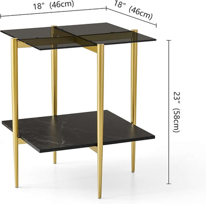 LumFurn Glass End Table, Mid-Century Modern Design Sofa Table, - Image 2