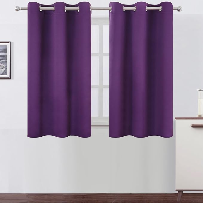 Purple Blackout Curtains 42 x 54 Inch Length Set of 2 Panels Grommet Bedroom by Lemomo