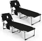 Goplus Tanning Chair, Folding Adjustable Patio Lounge Chair by Goplus