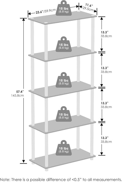 Furinno Turn-N-Tube Book Shelf, 5-Tier Bookshelf, Bookcase - Image 3