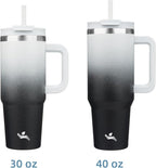 40 oz Tumbler with Handle and 2 Straws,2 in 1 Lid Insulated Water Bottle Stainless Steel Travel Coffee Mug,Day Night