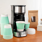 Restaurantware 8 Ounce Double Wall Disposable Coffee Cups, 500 Insulated Light Green Paper Tumblers Ripple Wall Design, Lids Sold Separately for Hot Drinks like Tea, Hot Chocolate and More