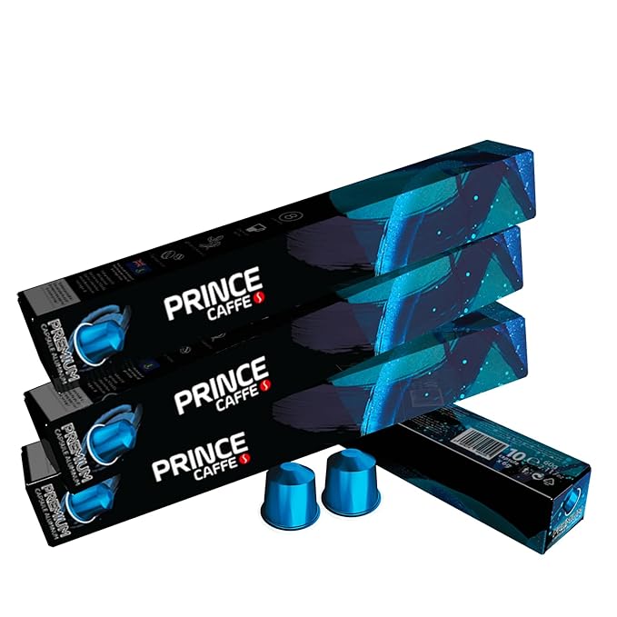 Prince Caffe Espresso Pods – Premium Intensity 8, Medium-Dark Roast, The Espresso Coffee Pods Are Compatible with Nespresso Original Line Machines, 30 Count (3 x 10 Capsules) Premium Quality Coffee Capsules.