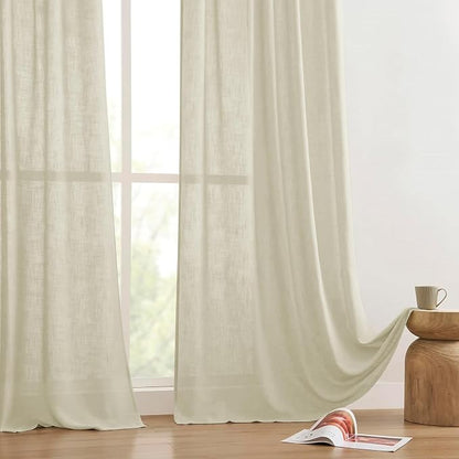 Joydeco Linen Curtains 96 inches Long 2 Panels Set, Light Filtering Curtains - Image 7