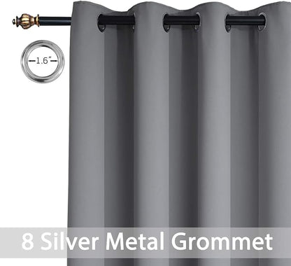 Yakamok Grey Room Darkening Curtains 52x108 inch Gray Grommet-Living Room | 2 - Image 2