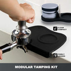 2-Piece Coffee Tamping Set with Silicone Tamper Mat & Tamper Holder | Storage Distributor/Tamper/Puck Screen | Essential Barista Espresso Accessories for Coffee Bar