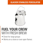 GSI Outdoors Percolator Coffee Pot I Glacier Stainless Steel Ultra-Rugged for Brewing Coffee Over Stove and Fire Ideal for Group Camping, 36 Cup
