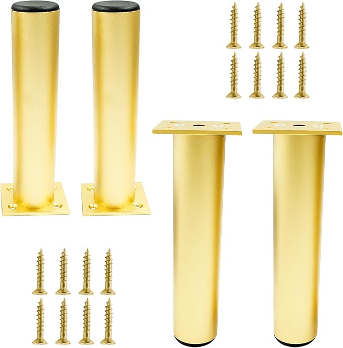 Set of 4 Aluminum Alloy Furniture Legs 7 Inch Height, 1.5 Inch Diameter by Kyuionty