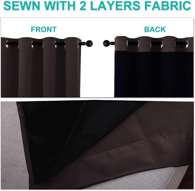 NICETOWN Full Shading Curtains 90 inches Long 2 Panels Set - Image 6