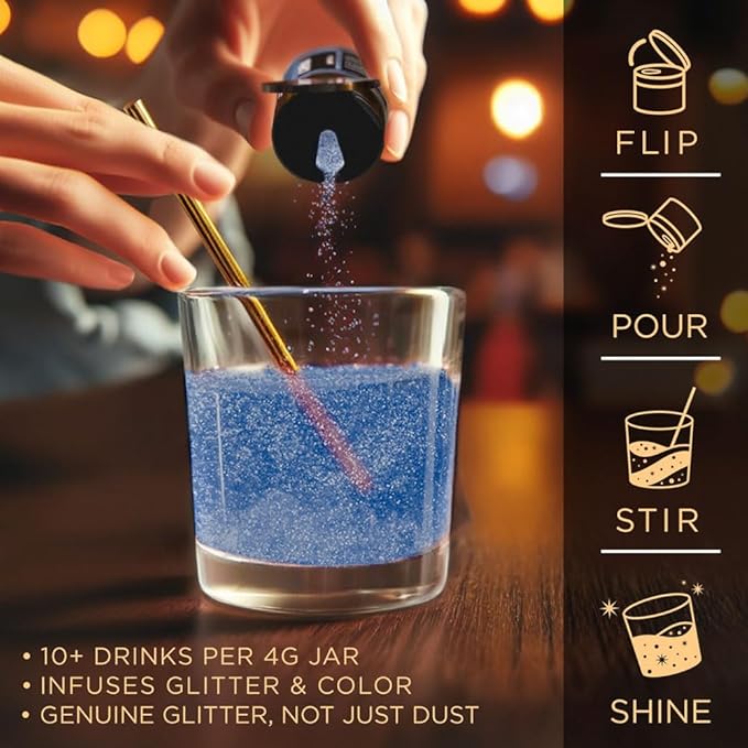 Brew Glitter Blue Edible Drink Glitter 1x 4g Jar for Cocktails, Beer, & Beverages