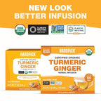 HANDPICK, Organic Turmeric Ginger Tea, 100 Eco-Conscious Tea Bags | Caffeine Free, Gluten Free, Non-GMO | 100% Pure Herbal Blend - Savory & Spicy