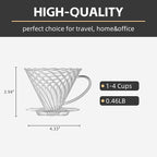 Coffee Dripper, Resuable Pour Over Coffee Maker With Handle, Slow Brewing Coffee Pour Over for Cafe, Travel, Home&Offices, Single Cup Coffee Pour Over, #02 (Borosilicate Glass, 1-4 Cups)