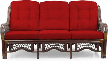 Malibu Lounge Set of 4: 2 Natural Rattan Wicker Chairs, Three-Seater Sofa - Image 10