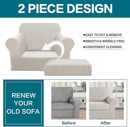 Turquoize 2 Piece Chair Covers Armchair Slipcovers - Image 4