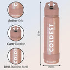 Coldest Insulated Water Bottle with Straw Lid - Stainless Steel Metal Insulated Bottle for Men & Women (Golden Rose Glitter, 24 oz)