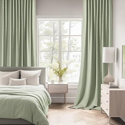 MIULEE Sage Green Back Tab Blackout Curtains 66x96 Inch Length 2 Panels Set | - Image 2