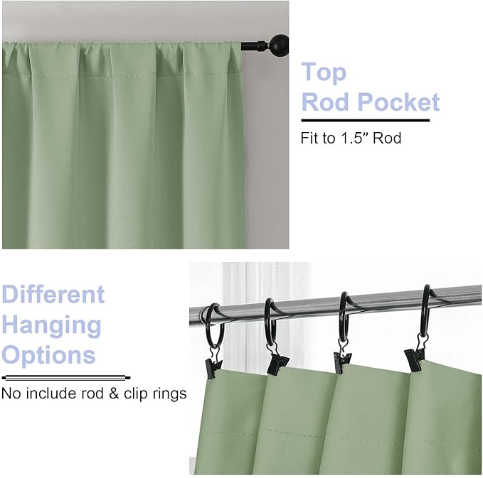 Simplebrand Ava Light Green Short Blackout Curtains - Image 4