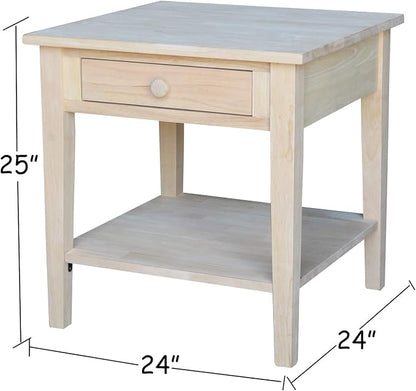 Solid Wood Spencer End Table, Unfinished - Image 13