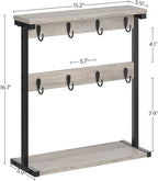 Coffee Mug Holder for Counter, 2 Tier Mug Tree Rack, with 8 Hook and 2 Open Shelves, Vintage Mug Holder Stand for Home Kitchen, Greige MH43BG