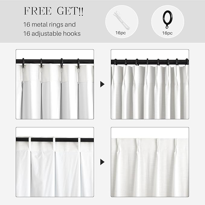 Pinch Pleated Linen Curtains 100% Blackout 63 Inches Long - Image 7
