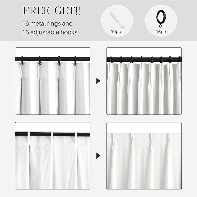 Pinch Pleated Linen Curtains 100% Blackout 102 Inches Long - Image 7