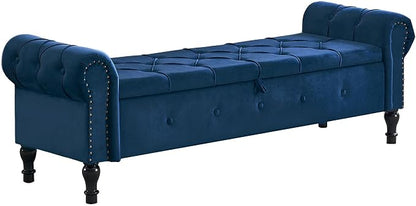Storage Bench for Bedroom, Velvet 67" End of Bed Bench, King Size Bench - Image 9