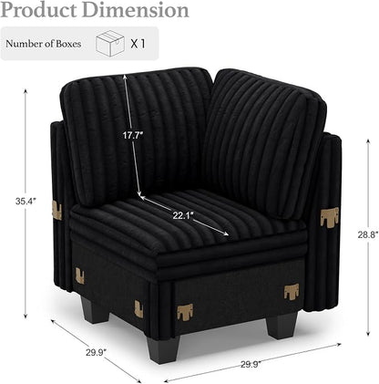 Belffin Corduroy Corner Seat for Modular Sofa Sectional Couches for Living Room - Image 2