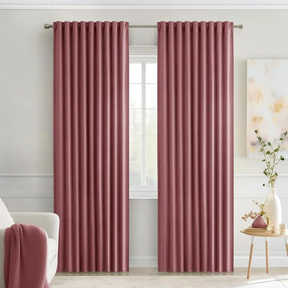 MIULEE Dusty Rose Back Tab Blackout Curtains 52x72 Inches Long 2 Panels Set | by MIULEE