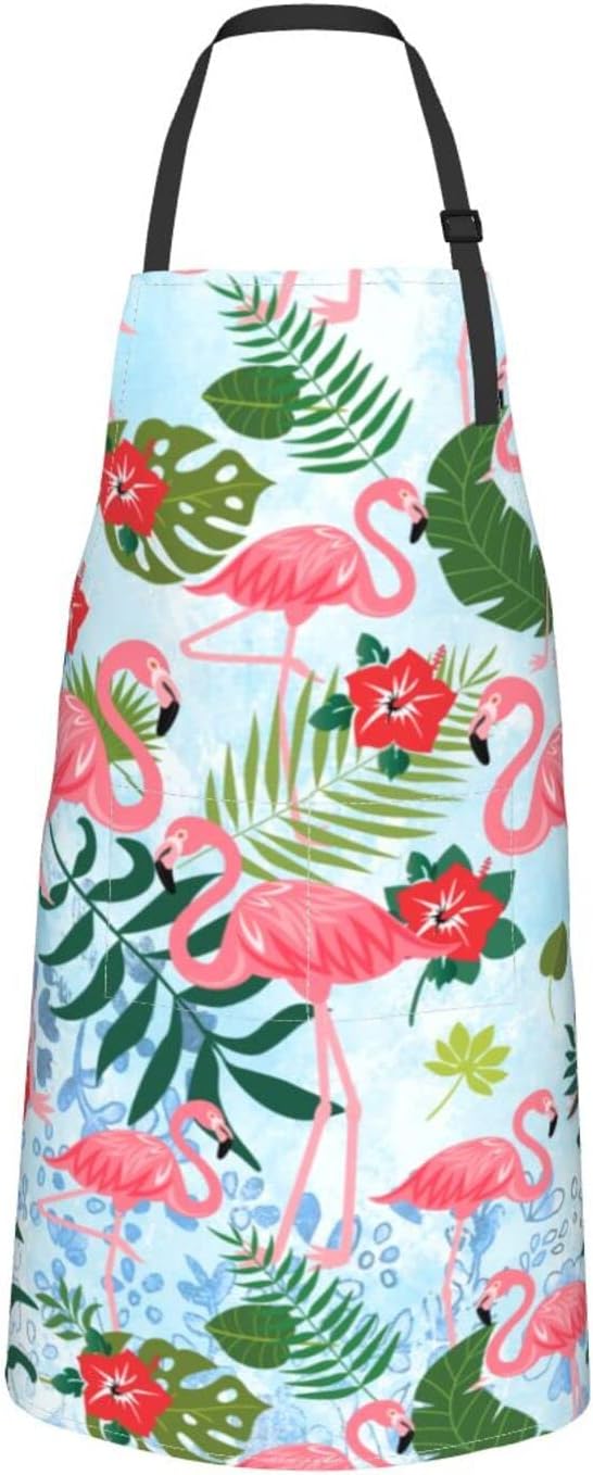 Flamingo Apron Baking Aprons Novelty Cooking Chef Gift Bbq Grilling With 2 Pockets Kitchen Apron