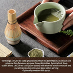 Matcha Traditional Porcelain Tea Bowl with Pour Spout - Hand Made Porcelain with Light Green Matte Glaze - Perfectly Whisked Matcha Green Tea, 430ml/ 14.5oz