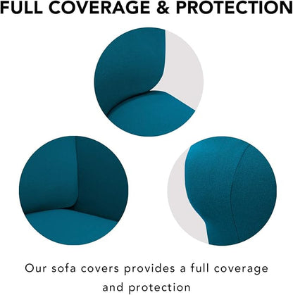 PureFit Stretch Couch Covers for Sofa 4 Seater Slipcovers Peacock Blue | - Image 3