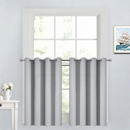 Yakamok Light Grey Room Darkening Window Curtains 52x36 Inch by Yakamok