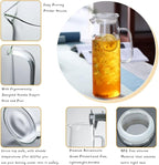 hjn Glass Pitcher with Lid Glass Water Carafe with Handle, Fridge Water Jug Cold or Hot Beverages, Iced Tea, Milk, Juice 1500ml/51oz & glass lid