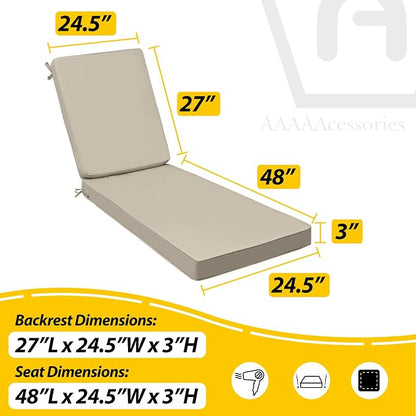 AAAAAcessories Outdoor Chaise Lounge Cushions, Fade-Resistant, Waterproof Patio - Image 5