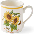 Portmerion Botanic Garden Meadow - 8.5oz Coffee Mug (Set of 6) | Assorted Florals with Colorful Laurel Leaf Border| Earthenware | Microwave & Dishwasher Safe | Breakfast Cups for Tea or Coffee