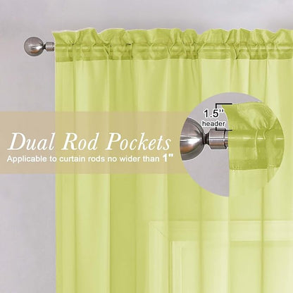 Lemon Sheer Curtains 78 Inches Long 2 Panels, Solid Voile Dual Rod Pockets - Image 5