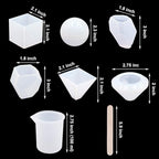 EuTengHao 18Pcs DIY Silicone Resin Casting Molds Tools Set Includes 6 Resin Casting Molds Large Clear Silicone Molds 2 Measurement Cup 10 Wood Sticks for DIY Home Decoration