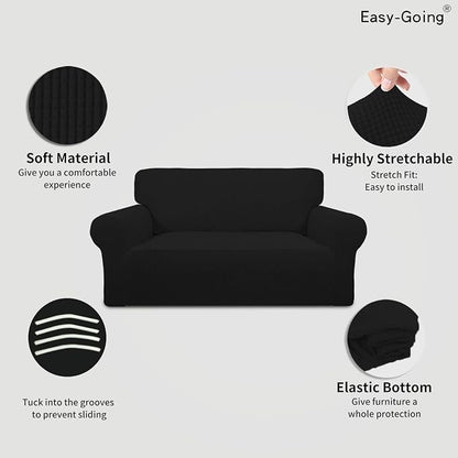Easy-Going Stretch Loveseat Couch Covers Washable Black | 1-Piece Loveseat - Image 3