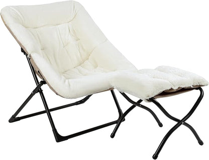 Comfy Saucer Chair for Adults, Soft Faux Fur Bedroom Chair by MordchilHF