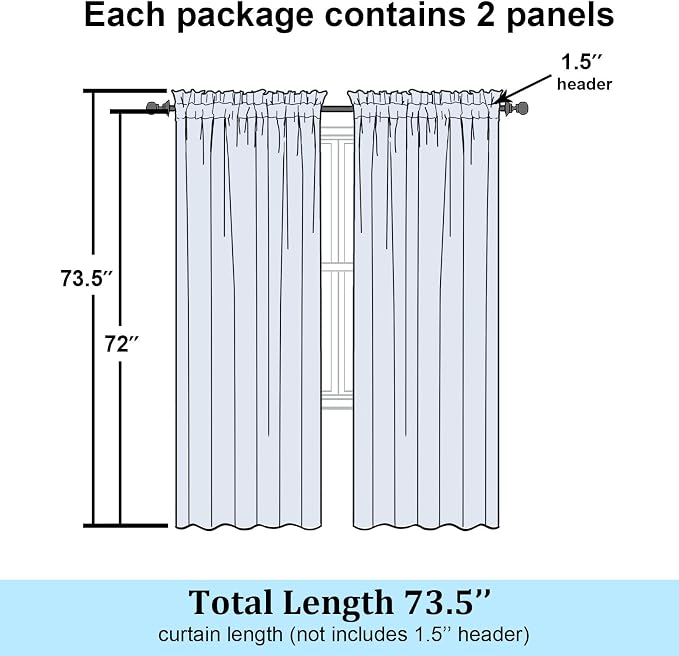 Simplebrand Light Green Sheer Curtains 72 Inches Long 2 Panels - Image 8