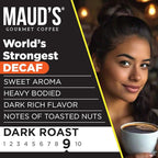Maud's World's Strongest Decaf Coffee Pods, 100 ct, Decaffeinated Dark Roast Coffee in Recyclable Single Serve Pods – 100% Arabica Coffee, Compatible with Keurig K Cups Maker